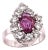 14 Karat White Gold Fashion Oval Ruby Solitaire Ring With Encircling Diamonds, Size 7.25 For Sale