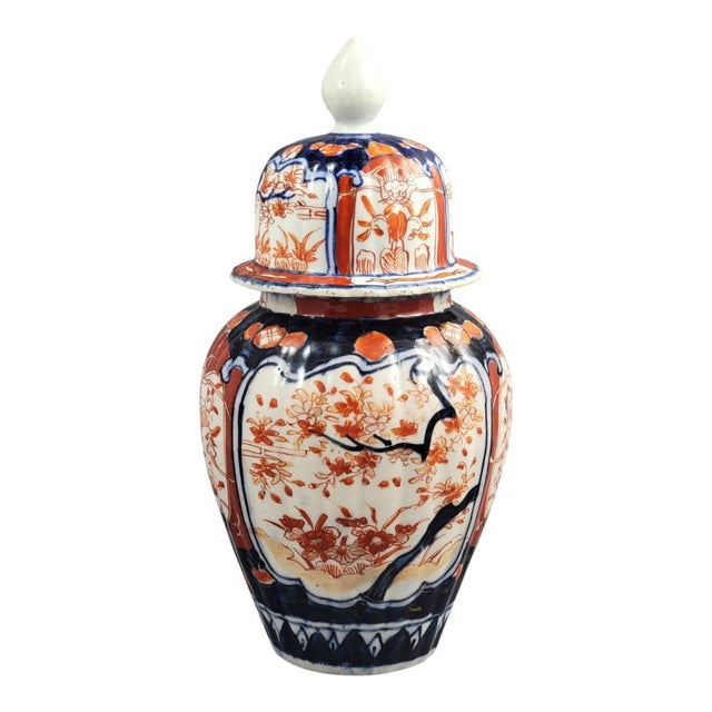 Japanese Imari Porcelain Ginger Jar with Lid For Sale - Image 3 of 11