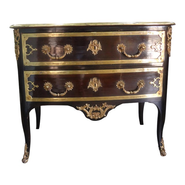 Late 19th Century French Louis XV Style Ebonized Commode or Chest For Sale