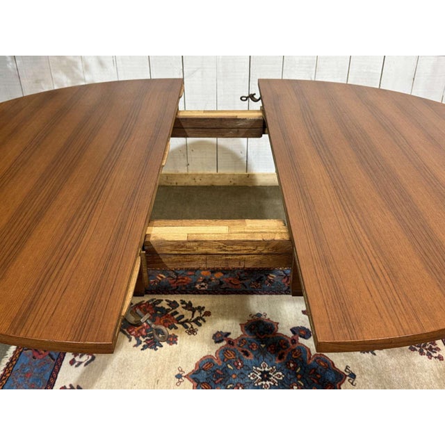 Brown Vintage Teak Table with One Extension, 1970s For Sale - Image 8 of 18