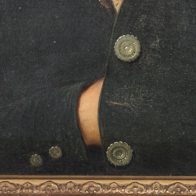 Male Portrait, 1700s-1800s, Oil on Canvas For Sale - Image 5 of 11