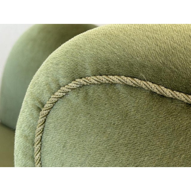Scandinavian Mordern Wingback Lounge Chair in Green Velvet, 1940s For Sale - Image 9 of 14