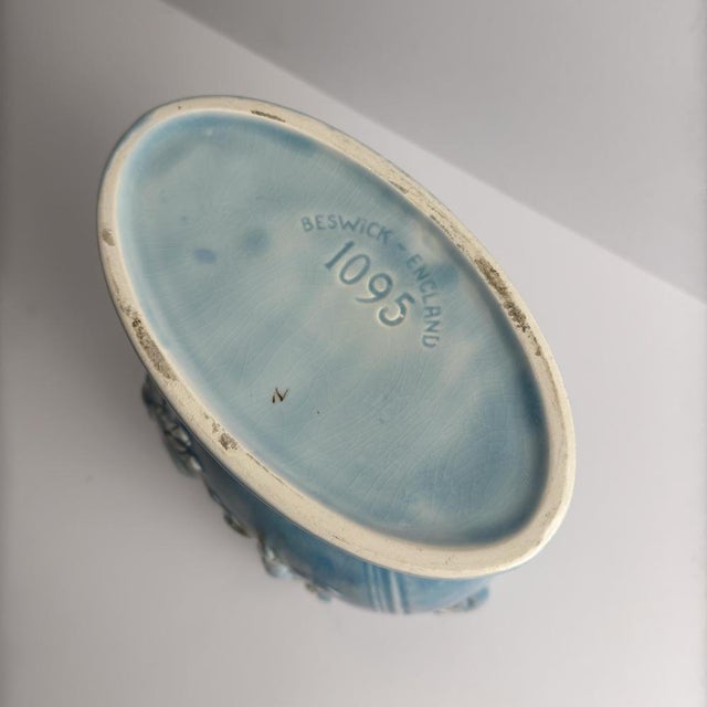 Blue Art Deco Blue Vase with Pan and Nymph Relief from Beswick, 1930s For Sale - Image 8 of 12