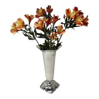 Antique English Sterling Silver Trumpet Urn Vase Centerpiece Art Nouveau 1906 For Sale