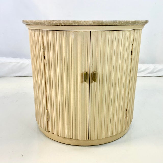 Century Furniture Vintage Neoclassical Roman Contemporary Century Furniture Drum Marble Top Side Table For Sale - Image 4 of 16