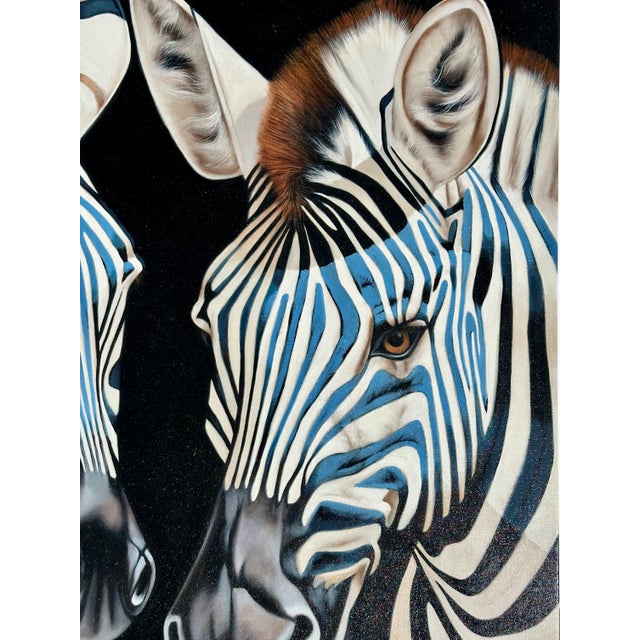 Zebra Oil Painting by P. Charles For Sale - Image 6 of 7