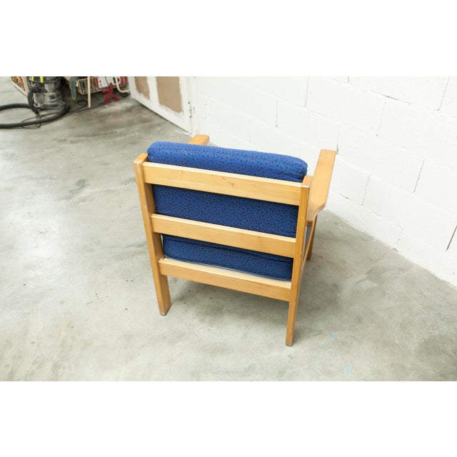 1980s Blue and Honey Beech Armchair, 1980s For Sale - Image 5 of 18