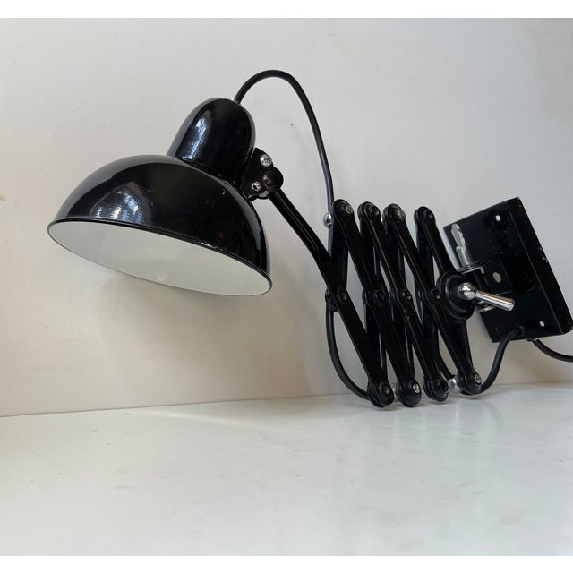 Bauhaus Black Articulated Scissor Wall Lamp, 1950s For Sale - Image 4 of 12
