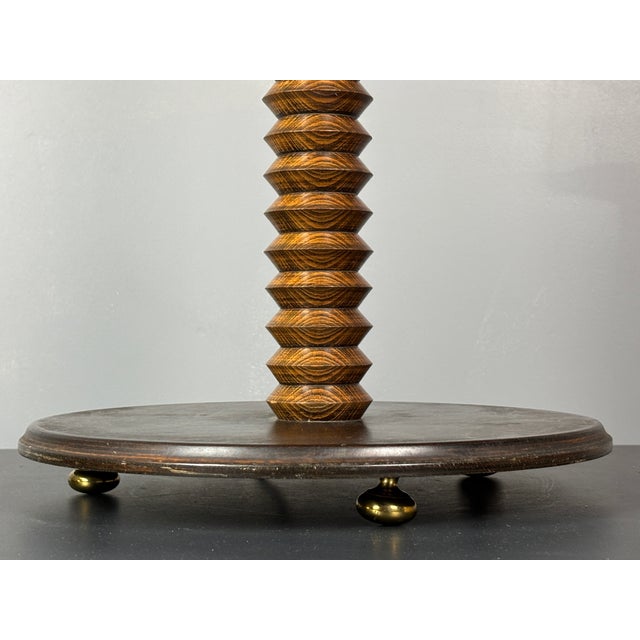 1950s Large Mid-Century Brutalist Wood Turned Mushroom Table Lamp, France, 1950s For Sale - Image 5 of 14