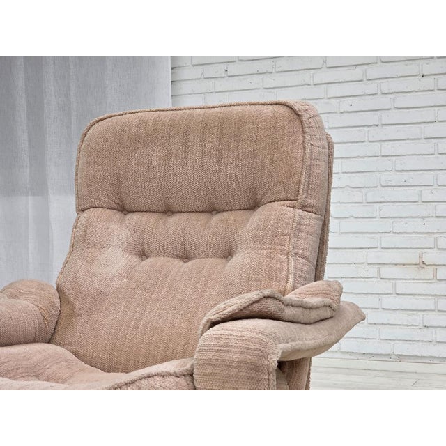 Danish Swivel Armchair in Beige Furniture Fabric, 1970s For Sale - Image 11 of 18