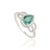 Art Deco Pear Emerald & Diamond Halo Engagement Ring in 14k White Gold Size 9 For Sale - Image 4 of 16