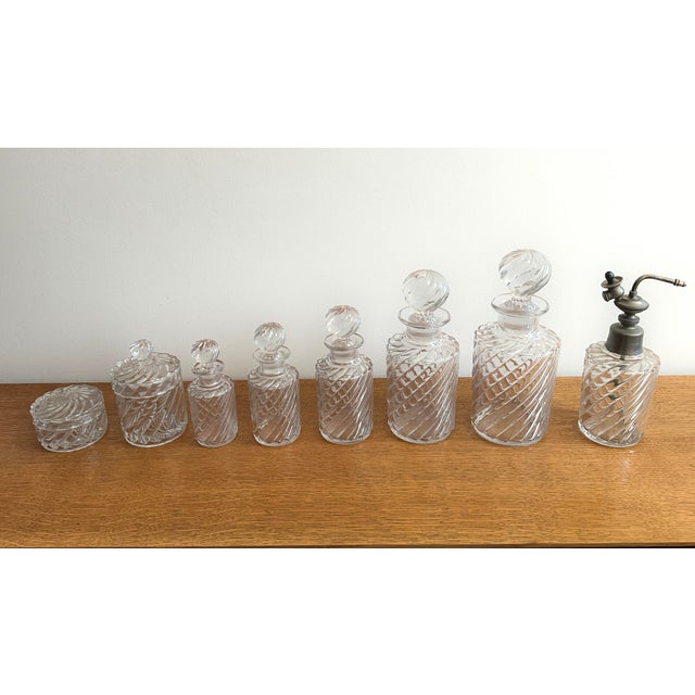 Crystal Topper Bottles with Bamboo Twist Pattern from Baccarat, France, 1910s, Set of 8 For Sale - Image 13 of 13