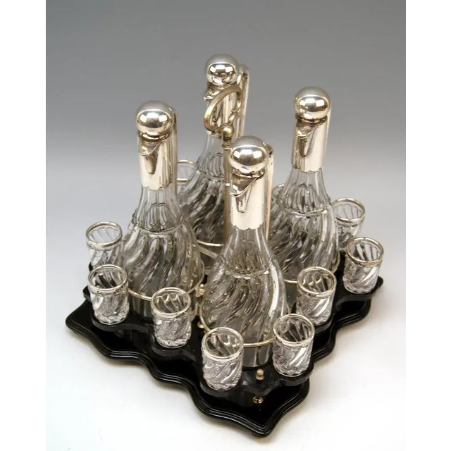 Silver Vienna Liqueur Decanters Glasses & Showcase, 1905, Set of 16 For Sale - Image 6 of 10