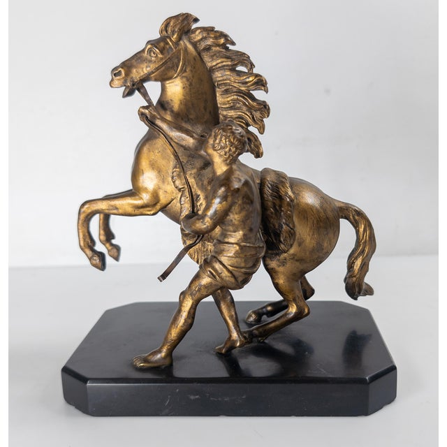 Metal 19th Century French Gilt Bronze of Rearing Marly Horse After Guillaume Coustou For Sale - Image 7 of 17