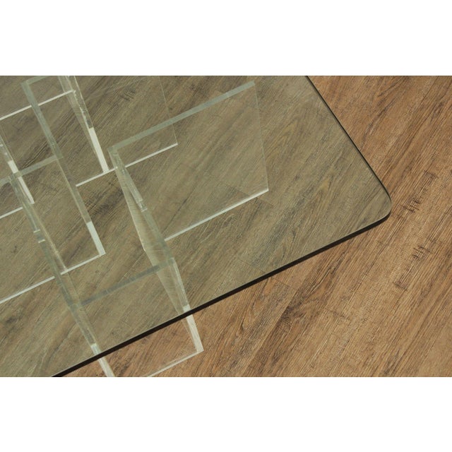 Hollywood Regency Glass Top Lucite Coffee Table For Sale - Image 12 of 12