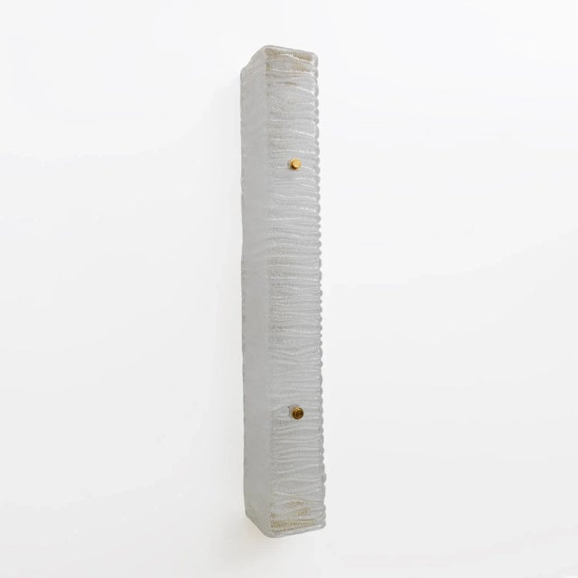 Art Deco Brass and Textured Murano Glass Sconces, Set of 2 For Sale - Image 4 of 10