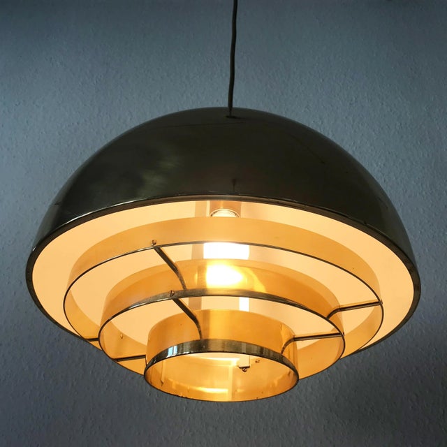 Mid-Century Modern Mid-Century Modern Brass Dome Pendant Lamp from Vereinigte Werkstätten For Sale - Image 3 of 11