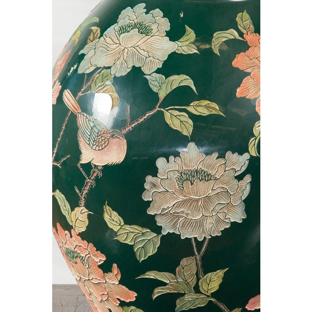 Vintage Chinese Handcrafted Green Vase with Incised Floral and Butterfly Decor For Sale - Image 10 of 11