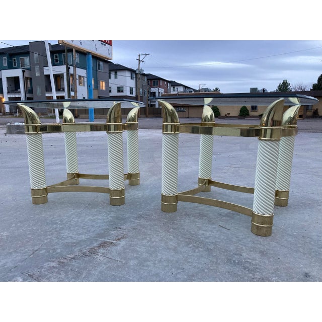 Tommaso Barbi Porcelain & Brass Faux Tusk End Tables Italy - A Pair For Sale - Image 4 of 13