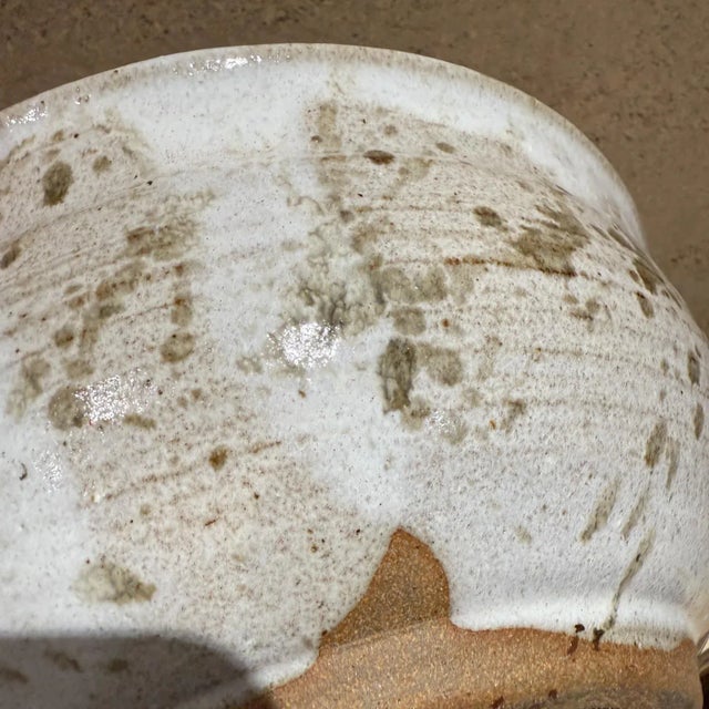 Beige 1980 Leon Art Bowl Handmade Glazed Studio Pottery Post Modern Stoneware For Sale - Image 8 of 14
