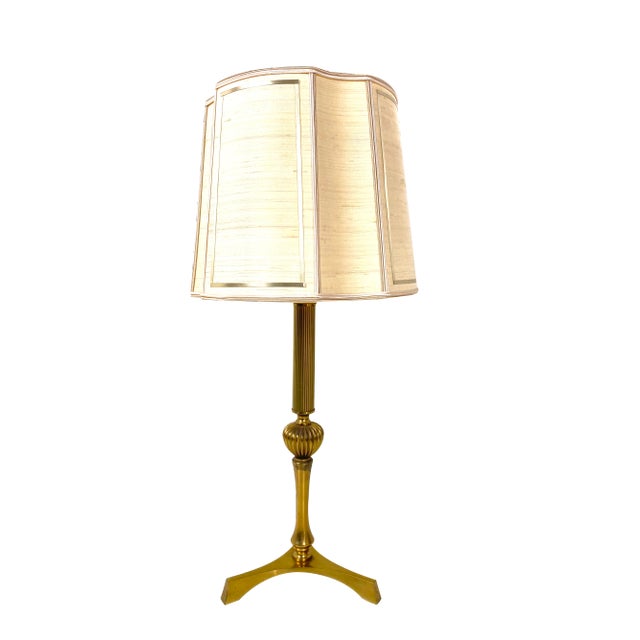 French Brass Tripod Table Lamp, 1950s For Sale