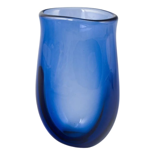 Blue Art Glass Vase by Per Lütken for Holmegaard, 1960s For Sale