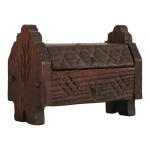 Vintage Hinged Carved Wood Box