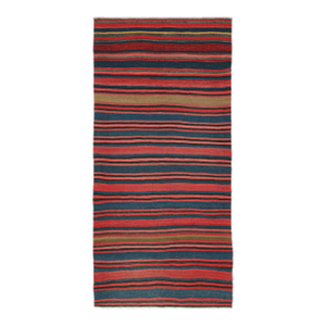 1950s Vintage Bidjar Persian Kilim in Red With Multicolor Stripes, From Rug & Kilim