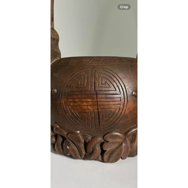 Early 1900s Intricately Hand-Carved Bamboo Water Pail/Flower Vase For Sale In Houston - Image 6 of 10