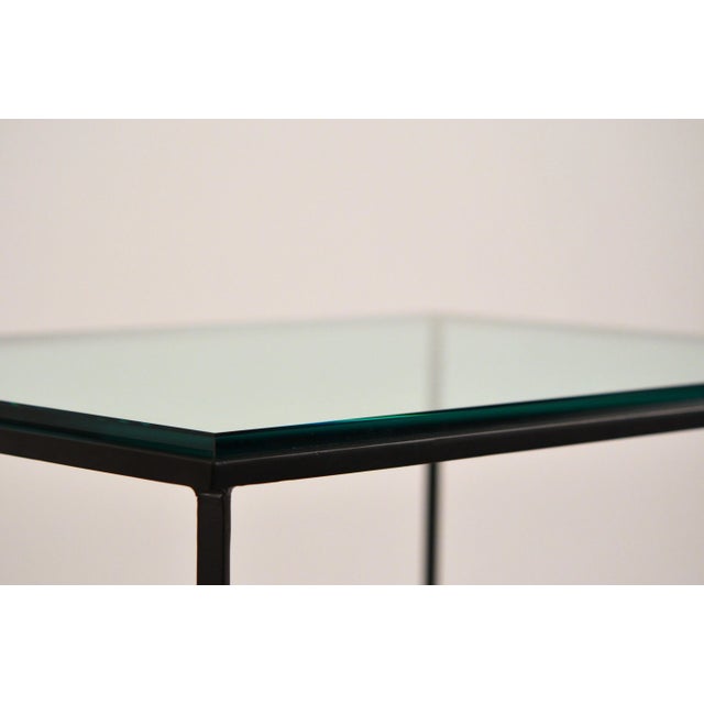 Black Entretoise' Matte Black and Thick Glass End Tables by Design Frères - a Pair For Sale - Image 8 of 10