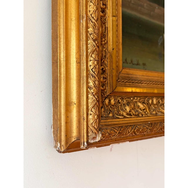 19th Century European School, Lakeside Villa with Swans, 1890s, Oil on Canvas, Framed For Sale - Image 5 of 12