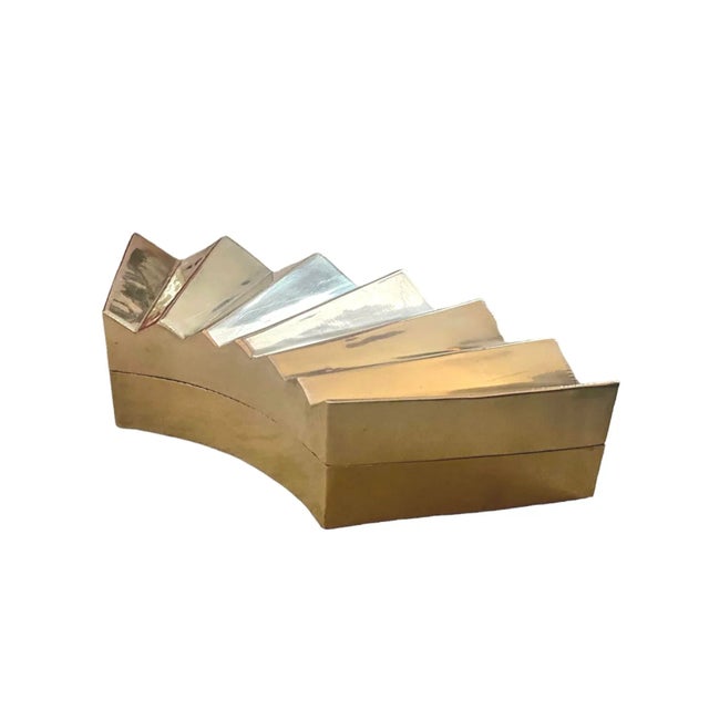 Metal Vintage Large Postmodern Brass Eventail / Fan Box For Sale - Image 7 of 10