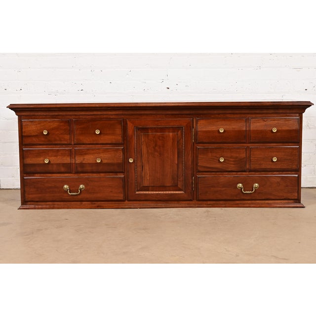 Ethan Allen Georgian Solid Cherry Wood Low Credenza or Sideboard For Sale - Image 14 of 14