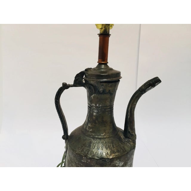 19th Century Middle Eastern Dallah Arabic Copper Coffee Pot Table Lamp