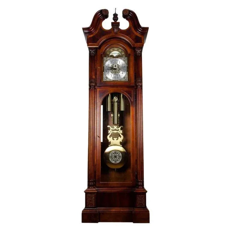 Vintage North American Mahogany Wood Longcase Grandfather's Clock