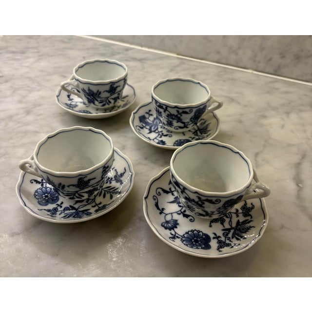 Shabby Chic 1950s Halsey Demi Tasse Cups - Set of 4. I Have One More Cup and Saucer8 pcs For Sale - Image 3 of 4