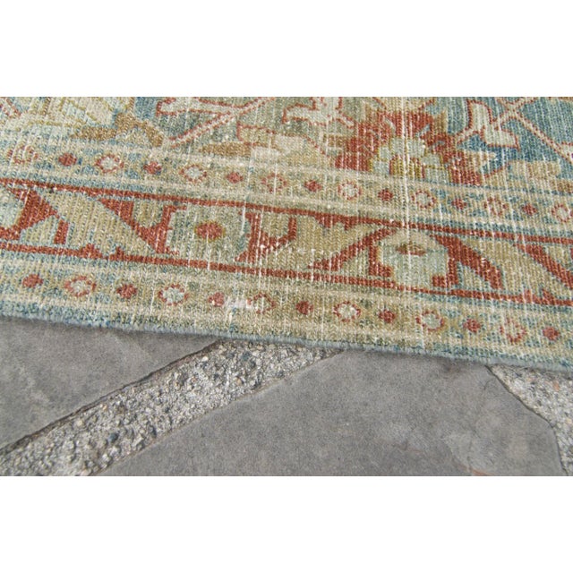1940s Vintage Allover Blue Terra Cotta Hand Knotted Rug - 4’6” X 6’10” For Sale - Image 9 of 11