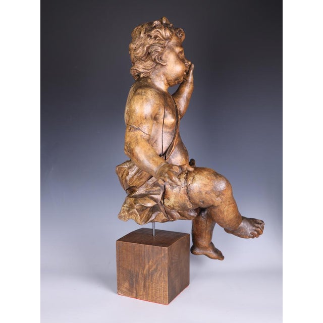Italian Artist, Large Carved Putto Cherub Figure, Late 18th Century, Limewood For Sale - Image 10 of 18