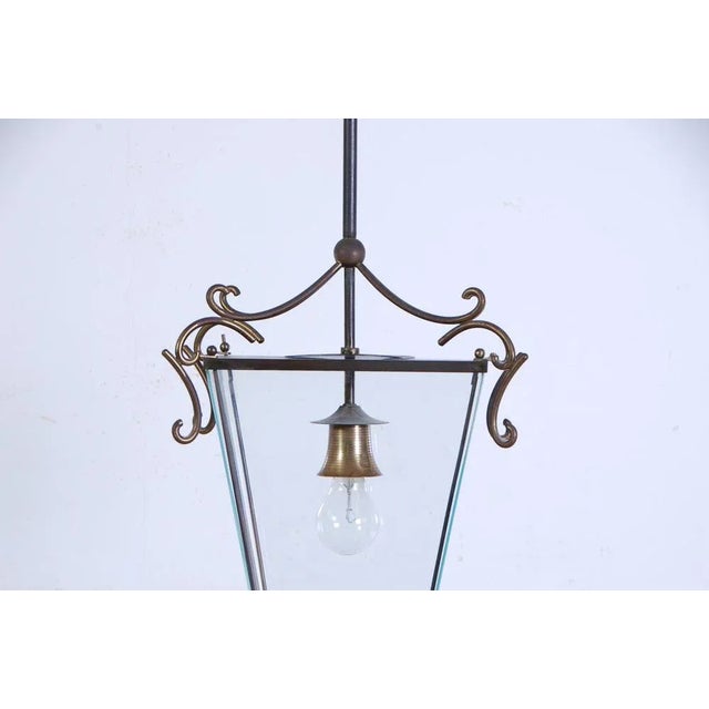 Vintage Suspension Light in Ground Glass, 1950s For Sale - Image 6 of 8