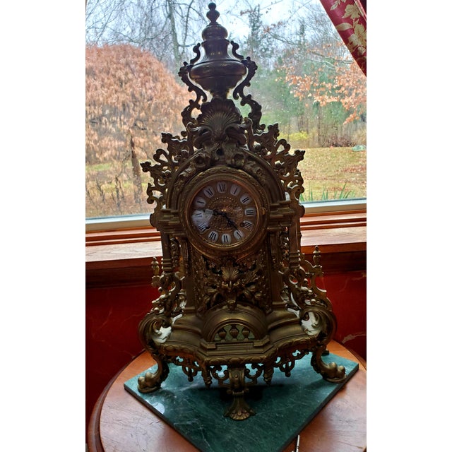 Vintage Brass Franz Hermle Mechanism Wind Up Mantle Clock Chairish