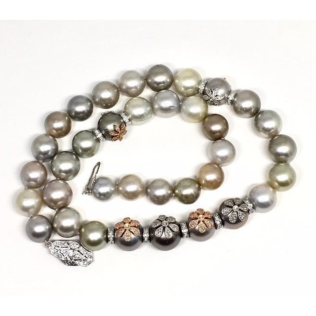 Japanese Diamond South Sea Pearl Necklace Certified For Sale - Image 3 of 9
