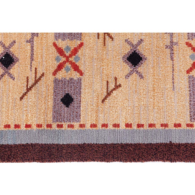 Swedish Pile Rug Size: 7'0" × 9'0" (213 × 274 cm) Age: Vintage Color: Black, Blue, Brown, Purple, Taupe Origin:...
