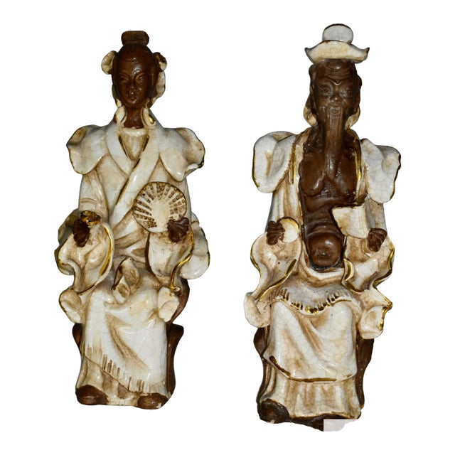 Vintage Pair of Italian Made Asian Figures For Sale