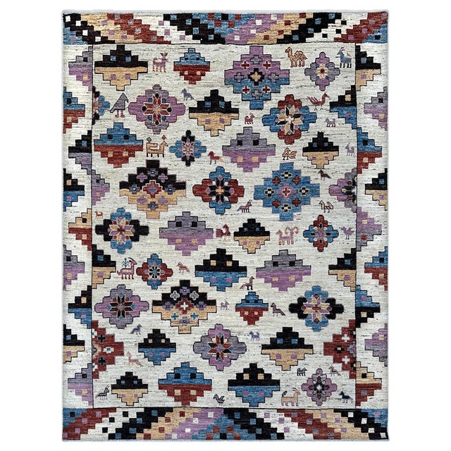 Tribal Ivory & Orchid Boho Tribal Rug 8x10 For Sale - Image 3 of 11