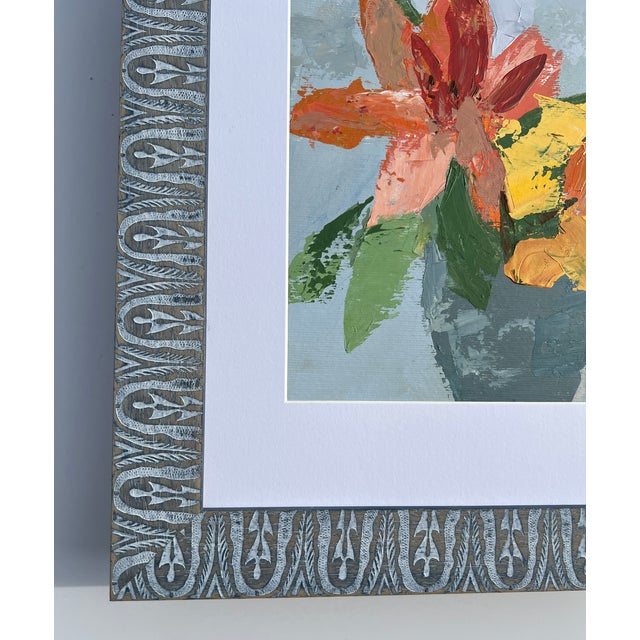 Blue Impasto Floral Painting by California Artist For Sale - Image 8 of 12