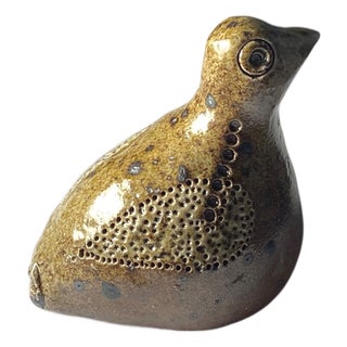 Antique Globular Zoomorphic Bird Whistle in Glazed Stoneware, France, 1960s For Sale
