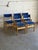 Beautiful set of 5 vintage Danish modern dining chairs crafted in Denmark, featuring sculptural solid wood frames and...