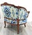 Wood Antique French Louis XV Carved Walnut French Bergère Armchair Ikat 18th Century For Sale - Image 7 of 18