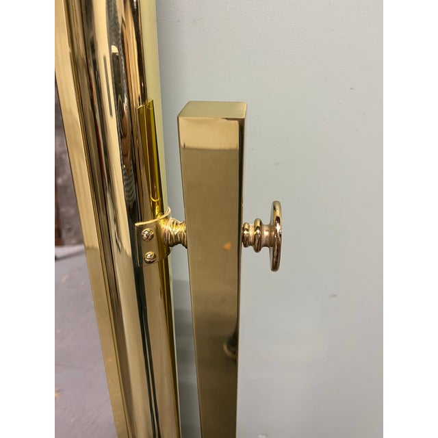 Vintage Hollywood Regency Brass Cheval Mirror Hoof Feet For Sale - Image 4 of 12