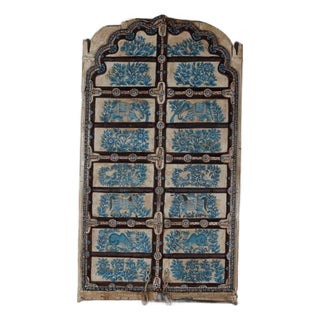 Vintage Indian Painted Teakwood Door For Sale
